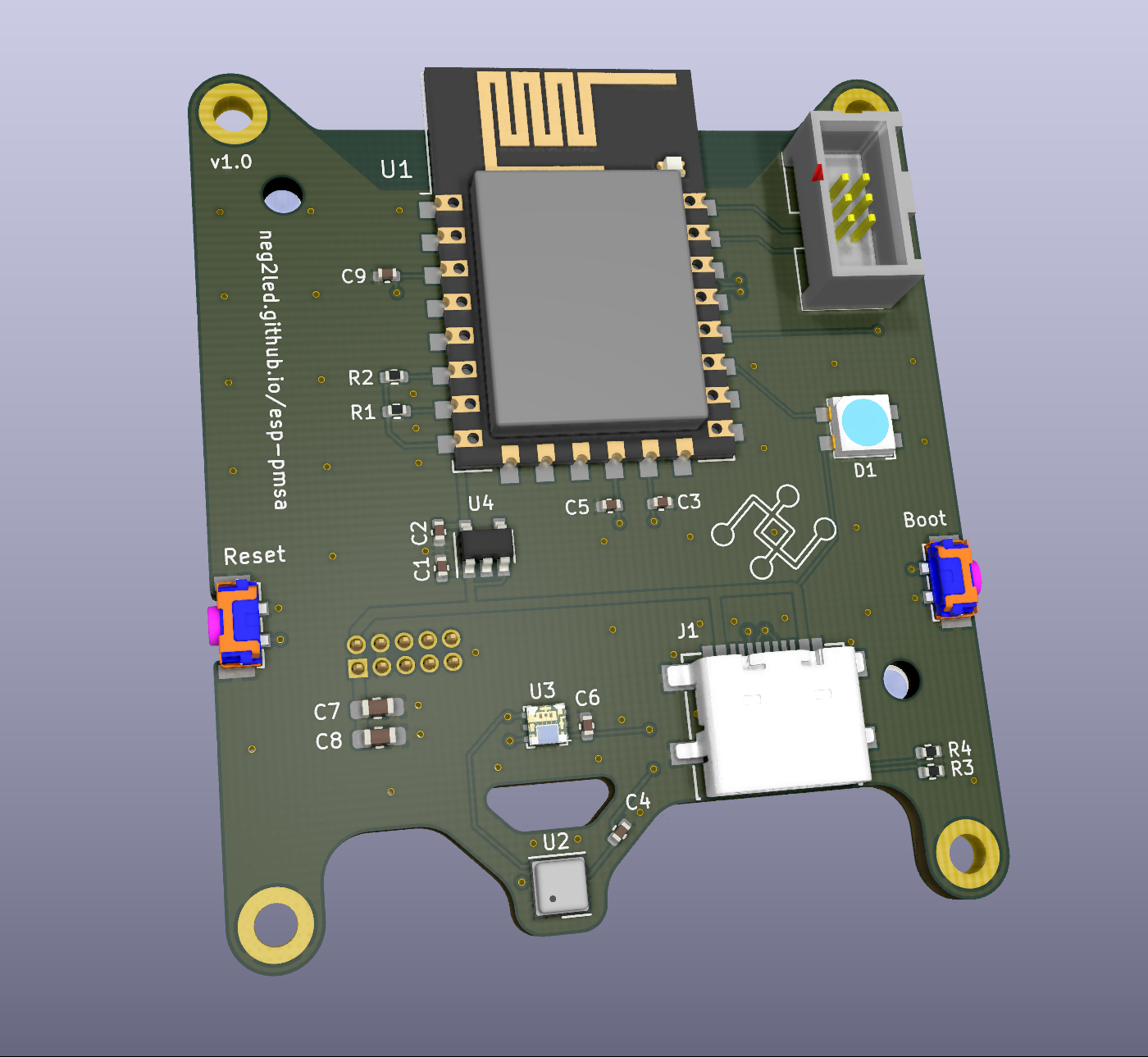 KiCad raytraced board render